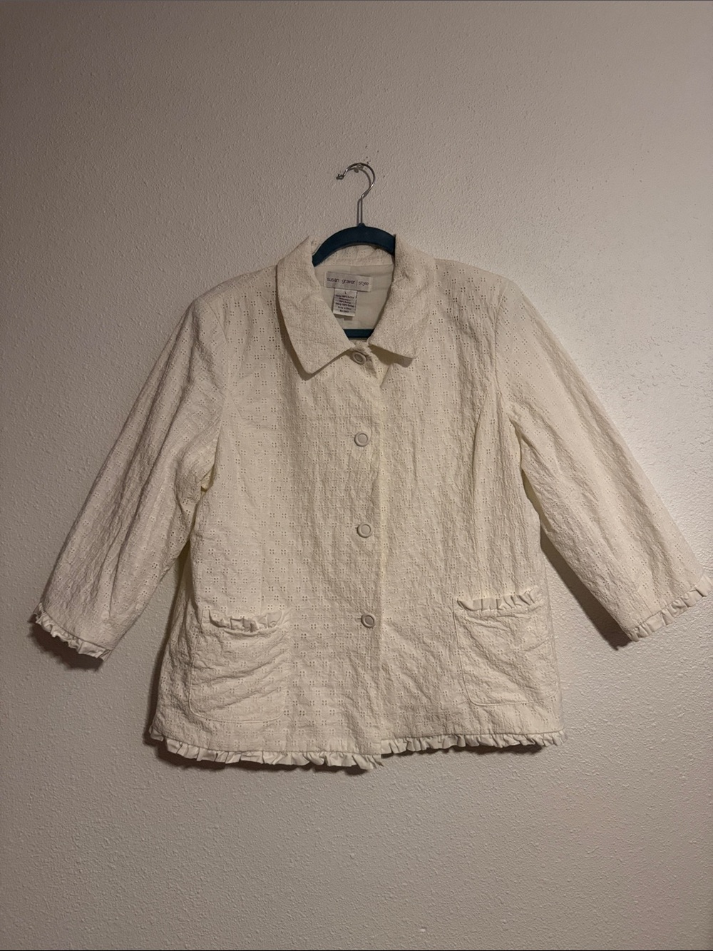 Susan Graver 100% Cotton 3/4 Sleeve Jacket